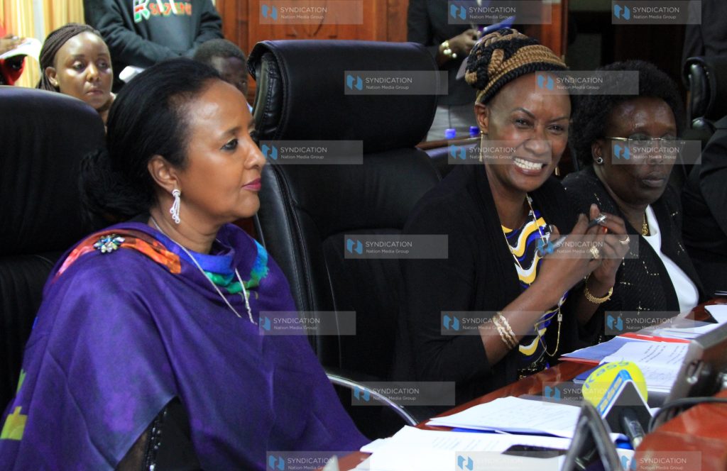 Education Cabinet Secretary Amina Mohamed (left)