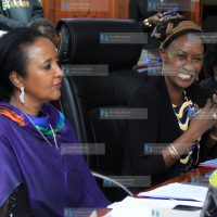 Education Cabinet Secretary Amina Mohamed (left)