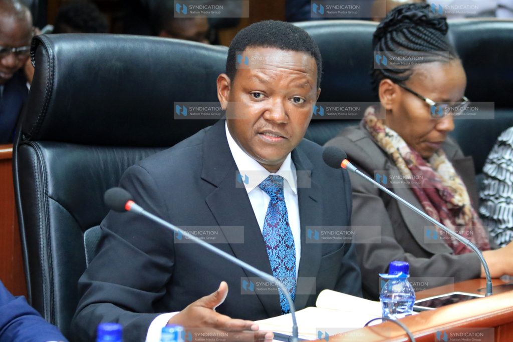 Machakos Governor Alfred Mutua when he appeared before Senate Committee