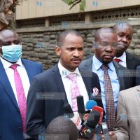 Embakasi East Constituency MP Babu Owino address the media