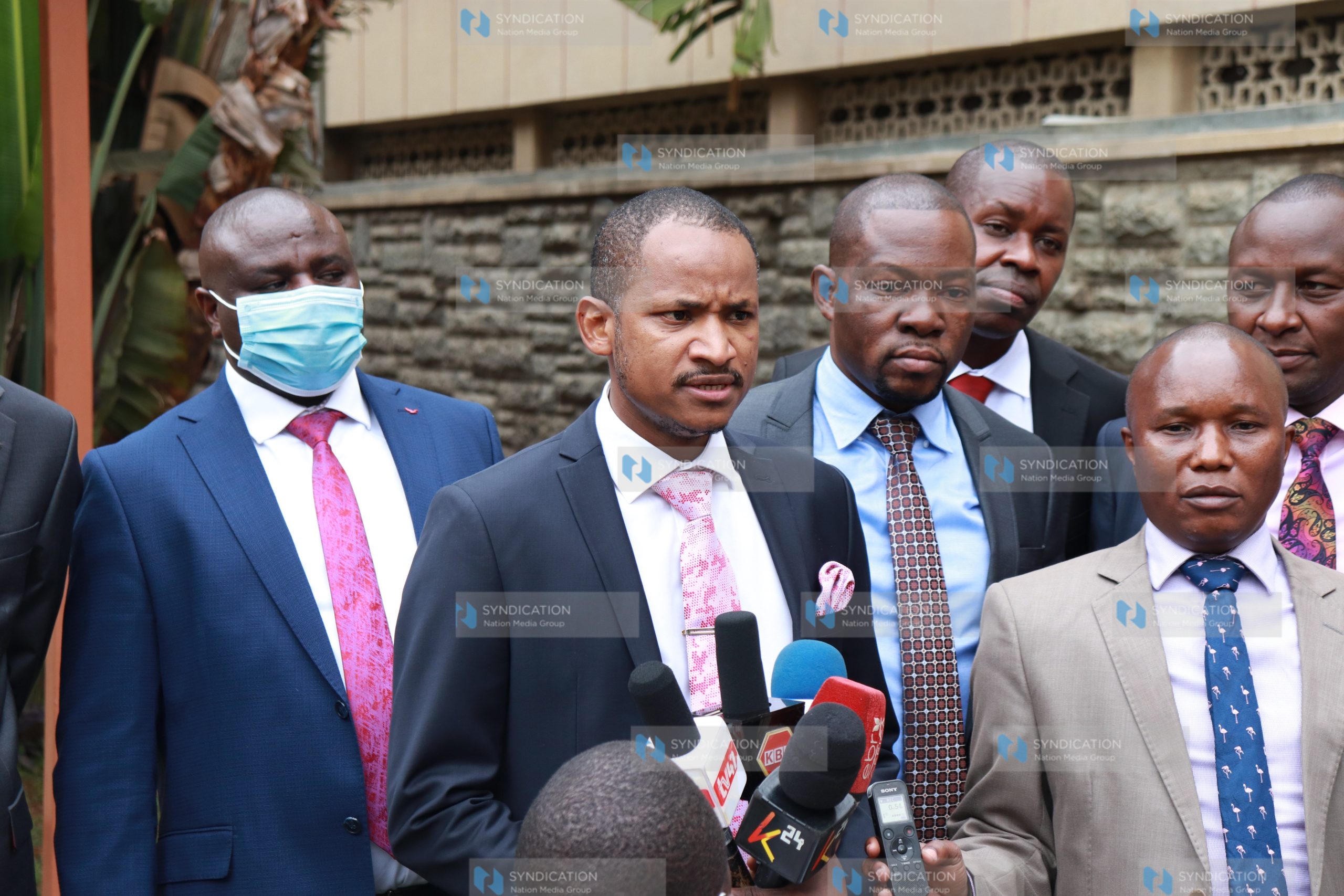 Embakasi East Constituency MP Babu Owino address the media