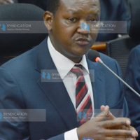 Alfred Mutua when he appeared before Senate Committee