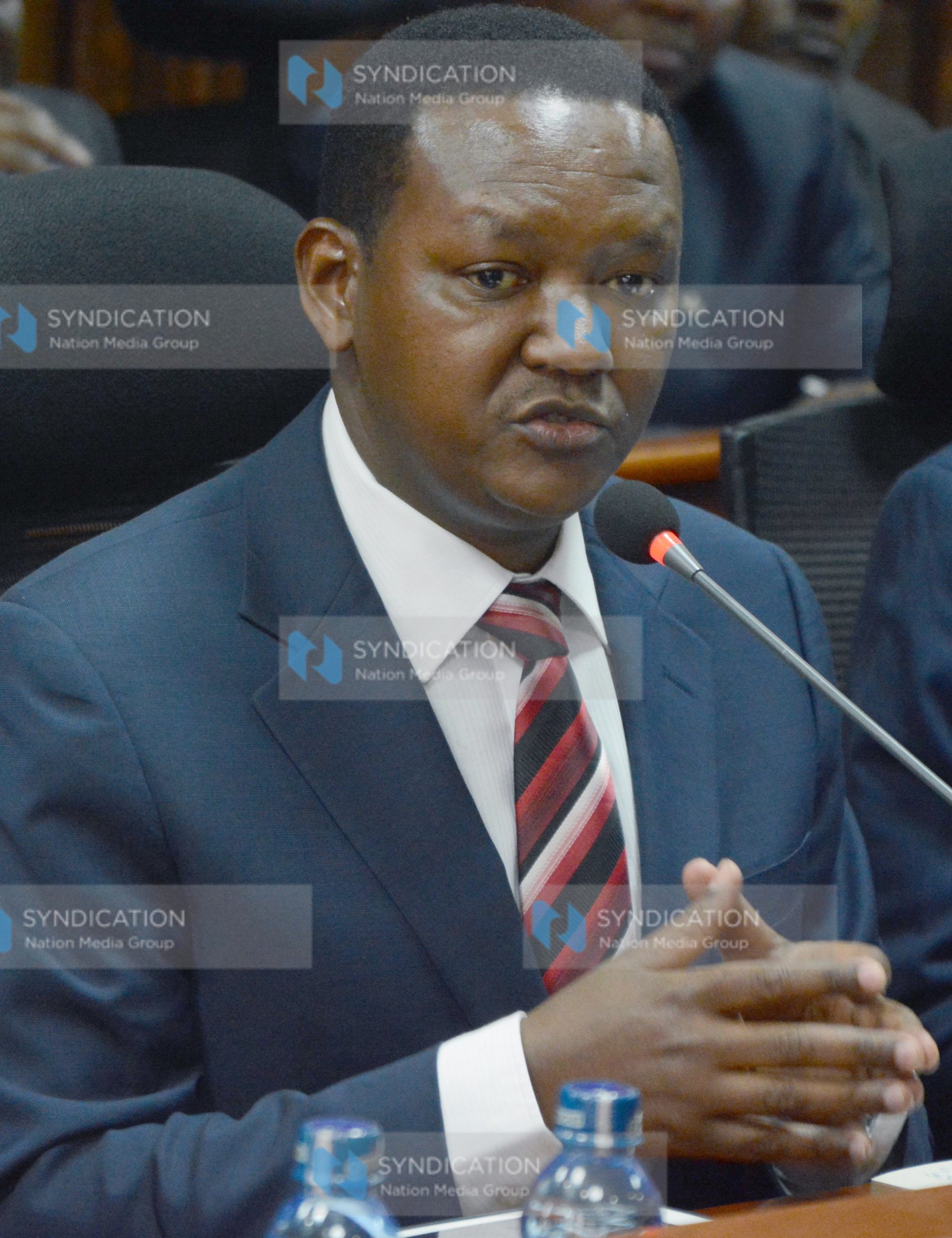 Alfred Mutua when he appeared before Senate Committee