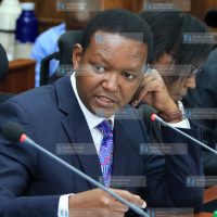 Alfred Mutua when he appeared before Senate County Public Accounts and Investment committee