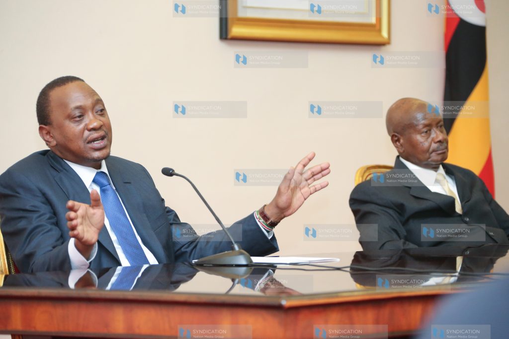 President Uhuru Kenyatta and his Ugandan counterpart President Yoweri Museveni