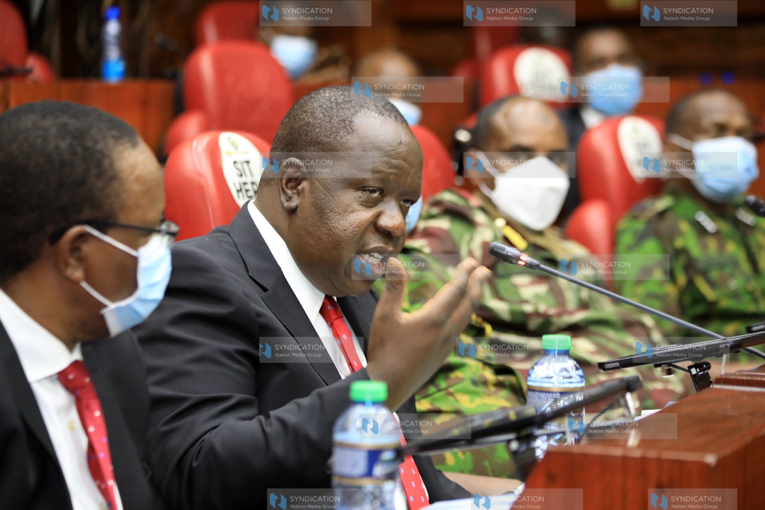 Cabinet Secretary Fred Matiang’i making his submissions