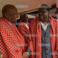 CORD leader Raila Odinga participates in Archbishop Jackson Ole Sapit’s thanksgiving prayers