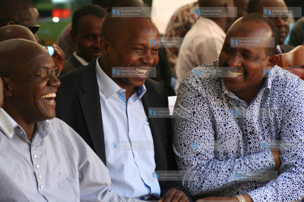 National Assembly Majority Leader Aden Duale, Senate Majority Leader Kithure Kindiki, and Kakamega Senator Boni Khalwale