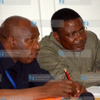 Kenneth Marende consults with Clerk of the National Assembly Patrick Gichoi