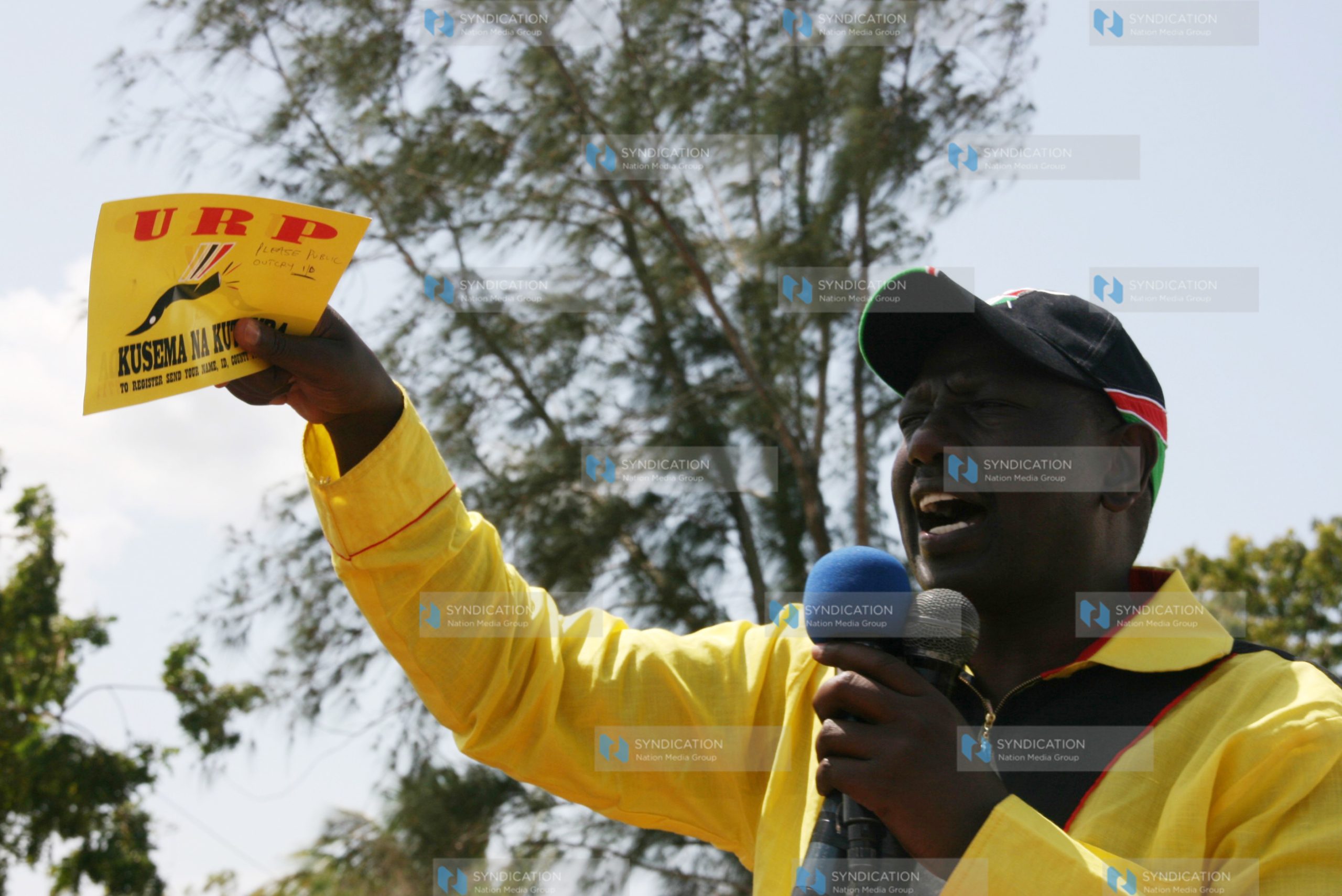 William Ruto addresses a public rally at Marereni trading center in Kilifi County