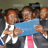CORD leader Raila Odinga with Kenya Forest Service Chairman Peter Kirigua