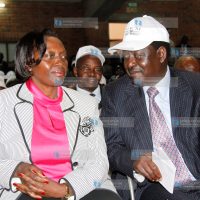 Former Presidential candidate Martha Karua with CORD principal Raila Odinga