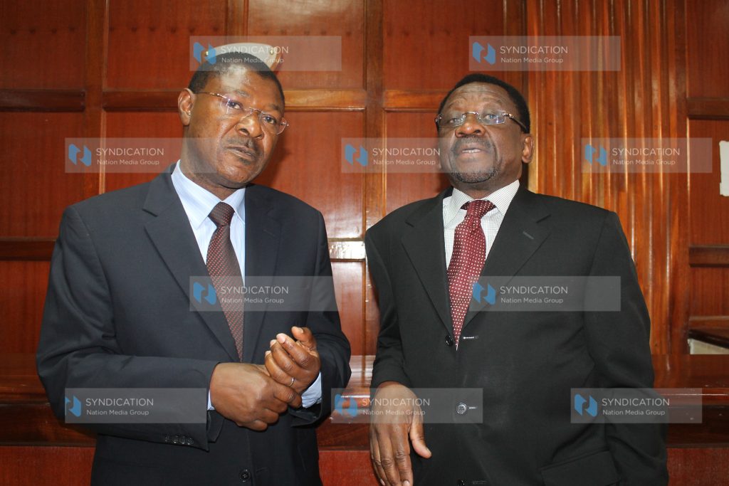 Bungoma Senator Moses Wetangula with his lawyer James Orengo