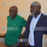 Senator of Kakamega Boni Khalwale and his personal bodyguard Washingtone Shivo