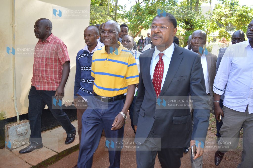 Senator Kakamega Boni Khalwale accompanied by senator of Bungoma Moses Wetangula