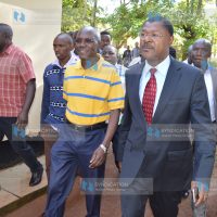 Senator Kakamega Boni Khalwale accompanied by senator of Bungoma Moses Wetangula