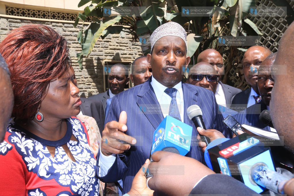 Aden Duale leads other Jubilee MPs into parliament chambers for special sitting