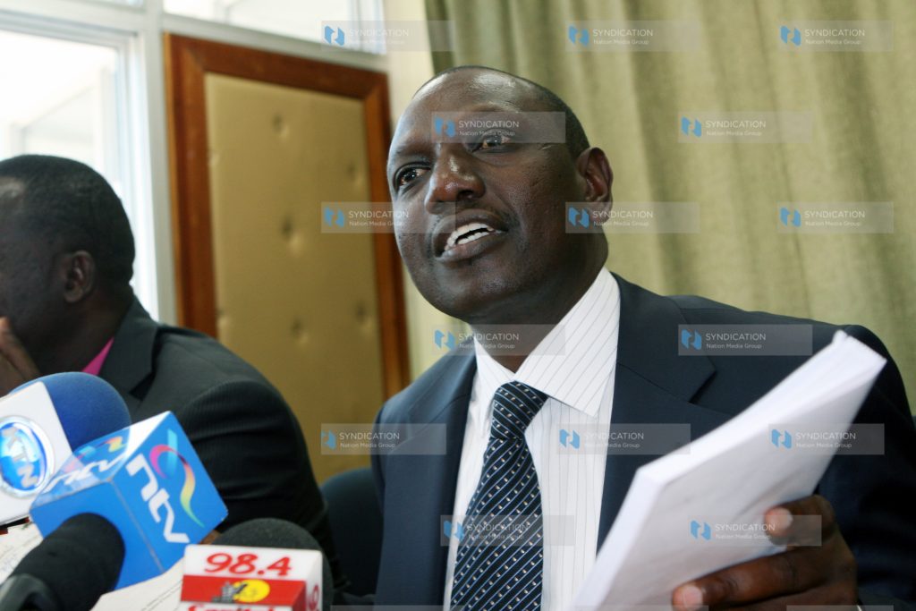 Cabinet Minister William Ruto addressing a news conference
