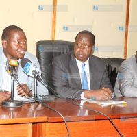 Education Cabinet Secretary Fred Matiang'i address journalists