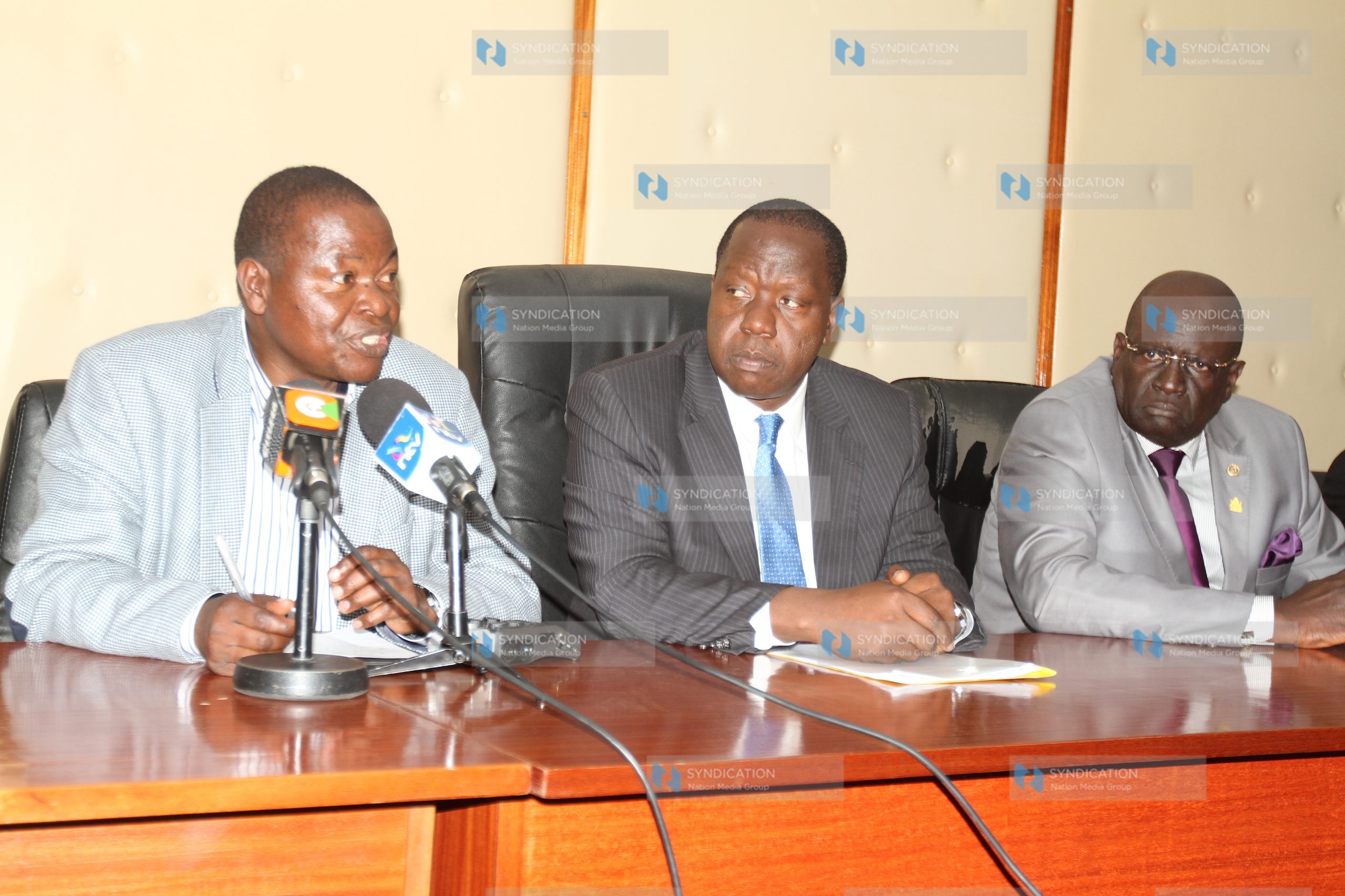 Education Cabinet Secretary Fred Matiang’i address journalists