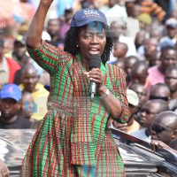 Martha Karua addresses members of the public in Eldoret town