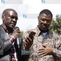 Kakamega Senator Bonny Khalwale and Senate Minority Leader Moses Wetangula