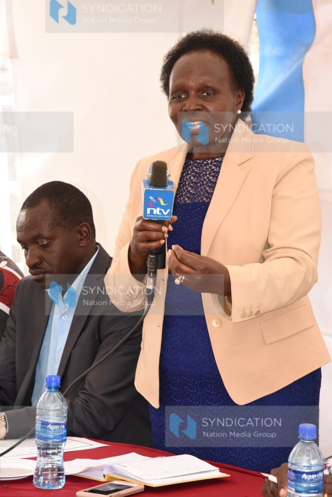 Uasin Gishu Senator Prof. Margaret Kamar, accompanied by Tarakwa Ward MCA Patrick Bundotich