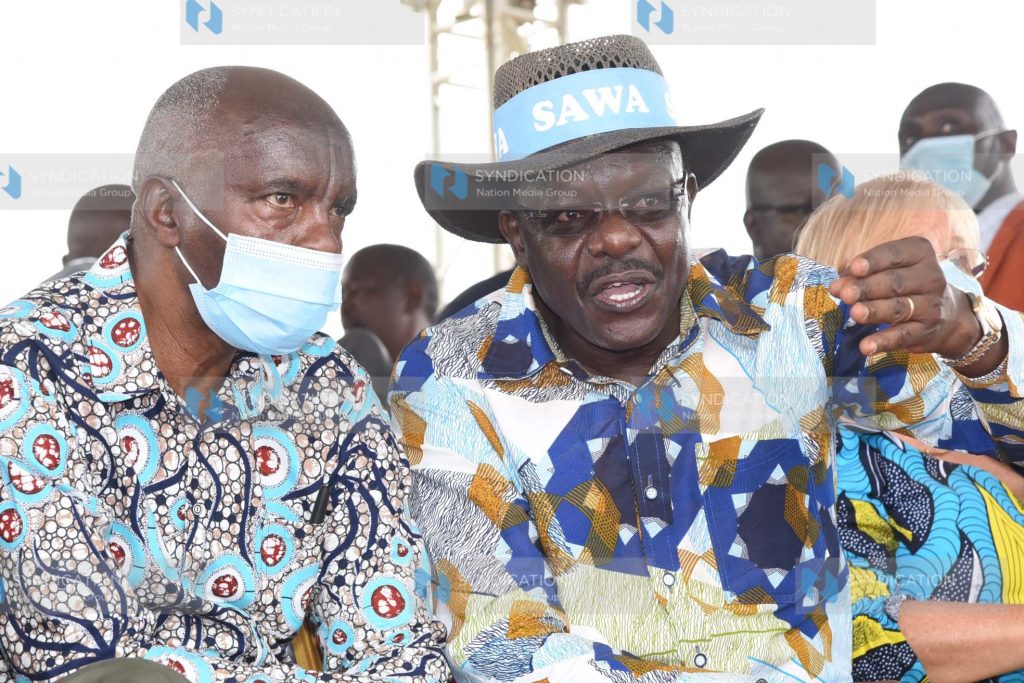 Makueni County Governor Prof. Kivutha Kibwana and Presidential hopeful Dr. Mukhisa Kituyi