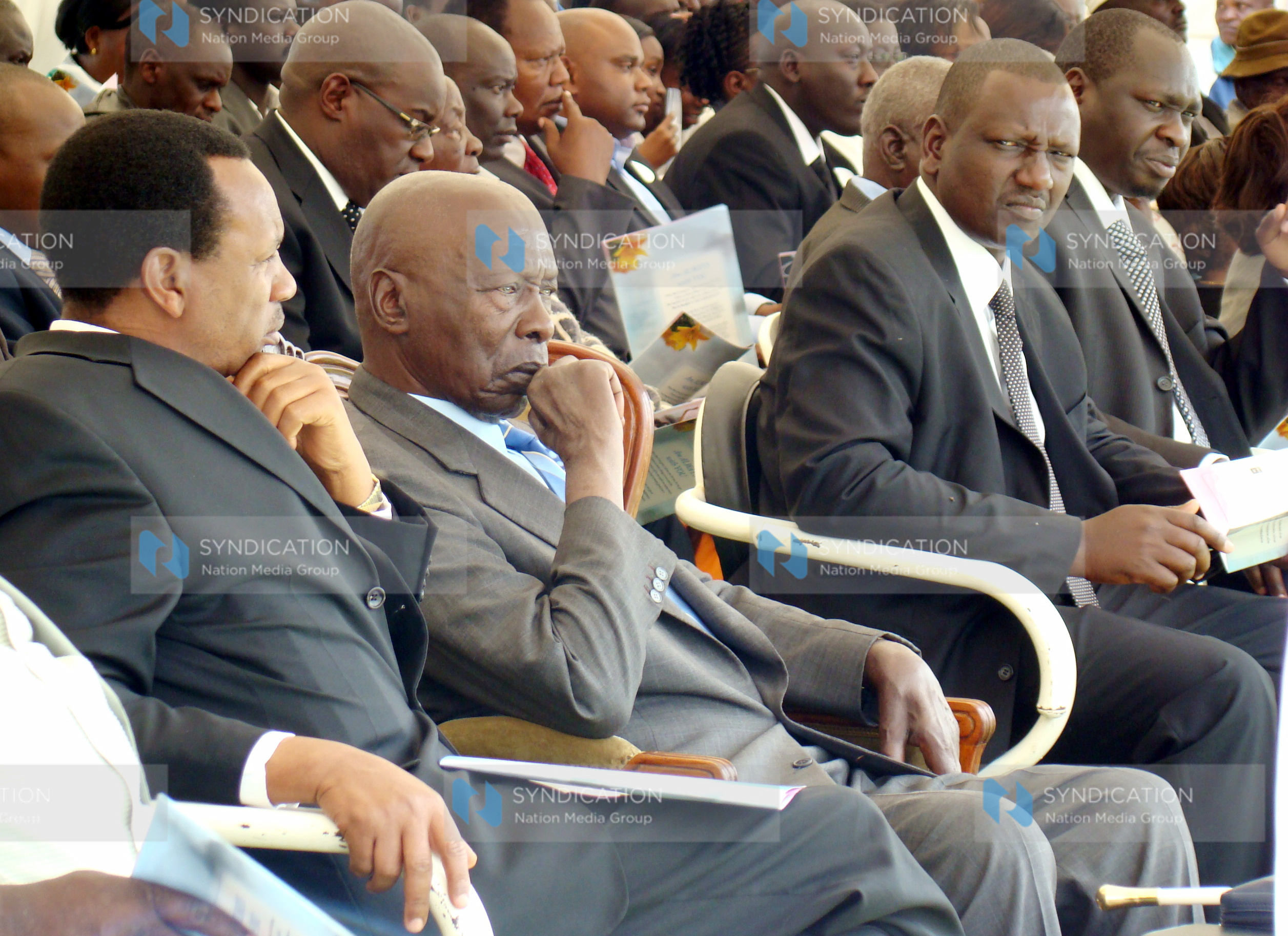 Industrialization Minster Henry Kosgey from, Retired President Daniel Moi, Agriculture Minister William Ruto and Cherangany MP Joshua Kutuny
