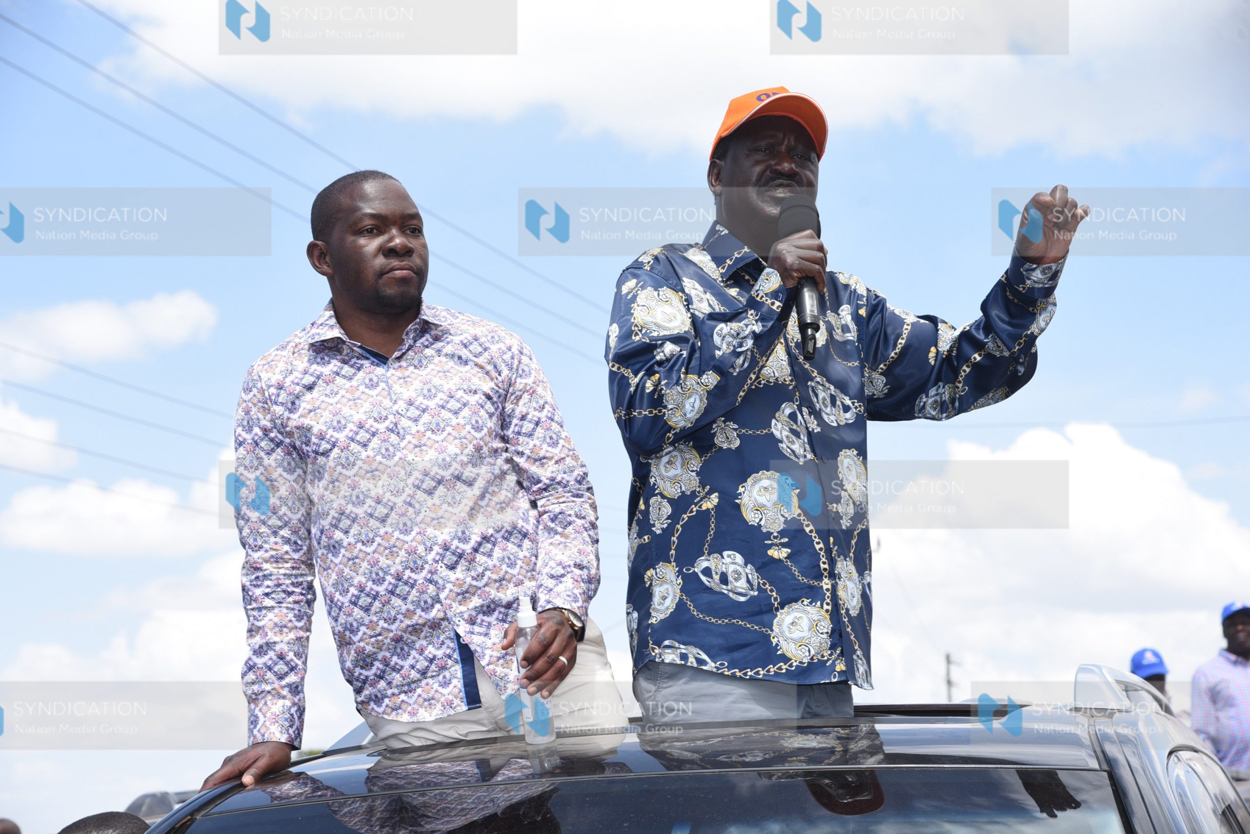 ODM Party Leader Raila Odinga, accompanied by Saboti MP Caleb Amisi