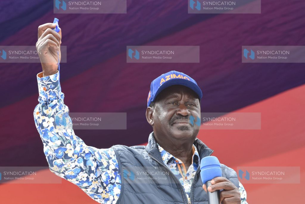 Azimio La Umoja One Kenya Party Presidential candidate Raila Odinga