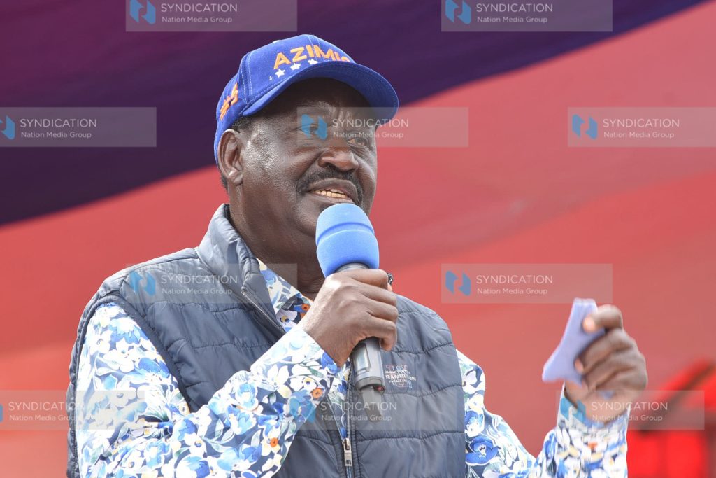 Azimio La Umoja One Kenya Party Presidential candidate Raila Odinga