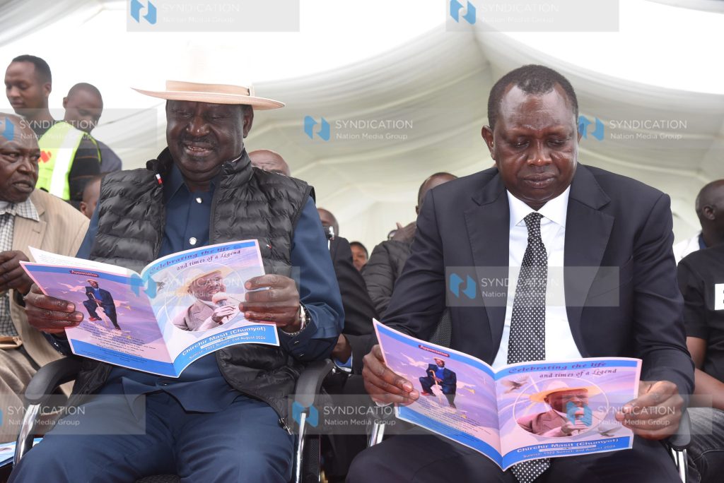 Former Prime Minister Raila Odinga and Kapsabet MP Oscar Sudi