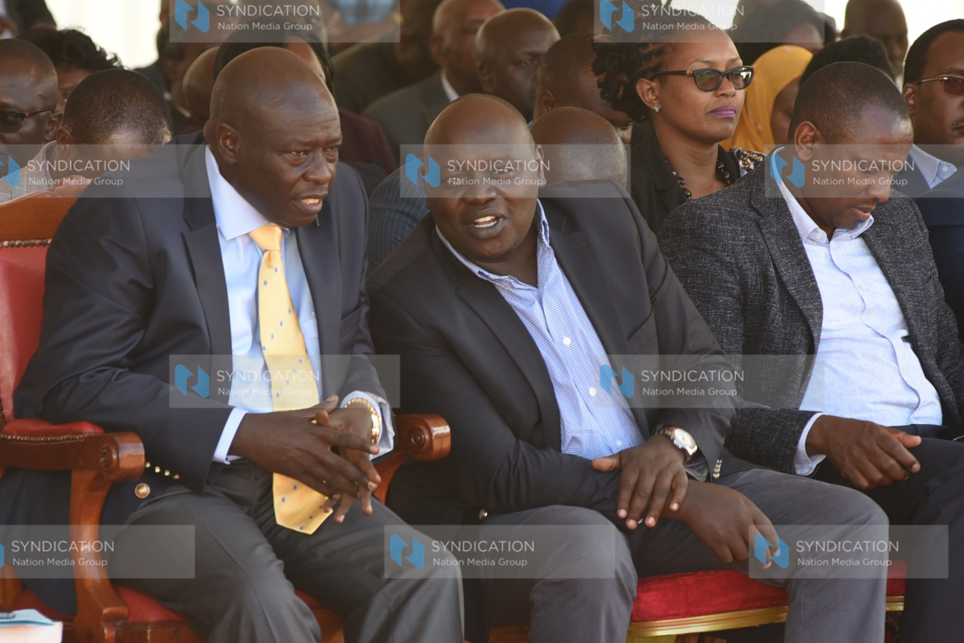 Deputy President Rigathi Gachagua , Nandi Senator Samson Cherargei, and National Assembly Majority Leader Kimani Ichungwa