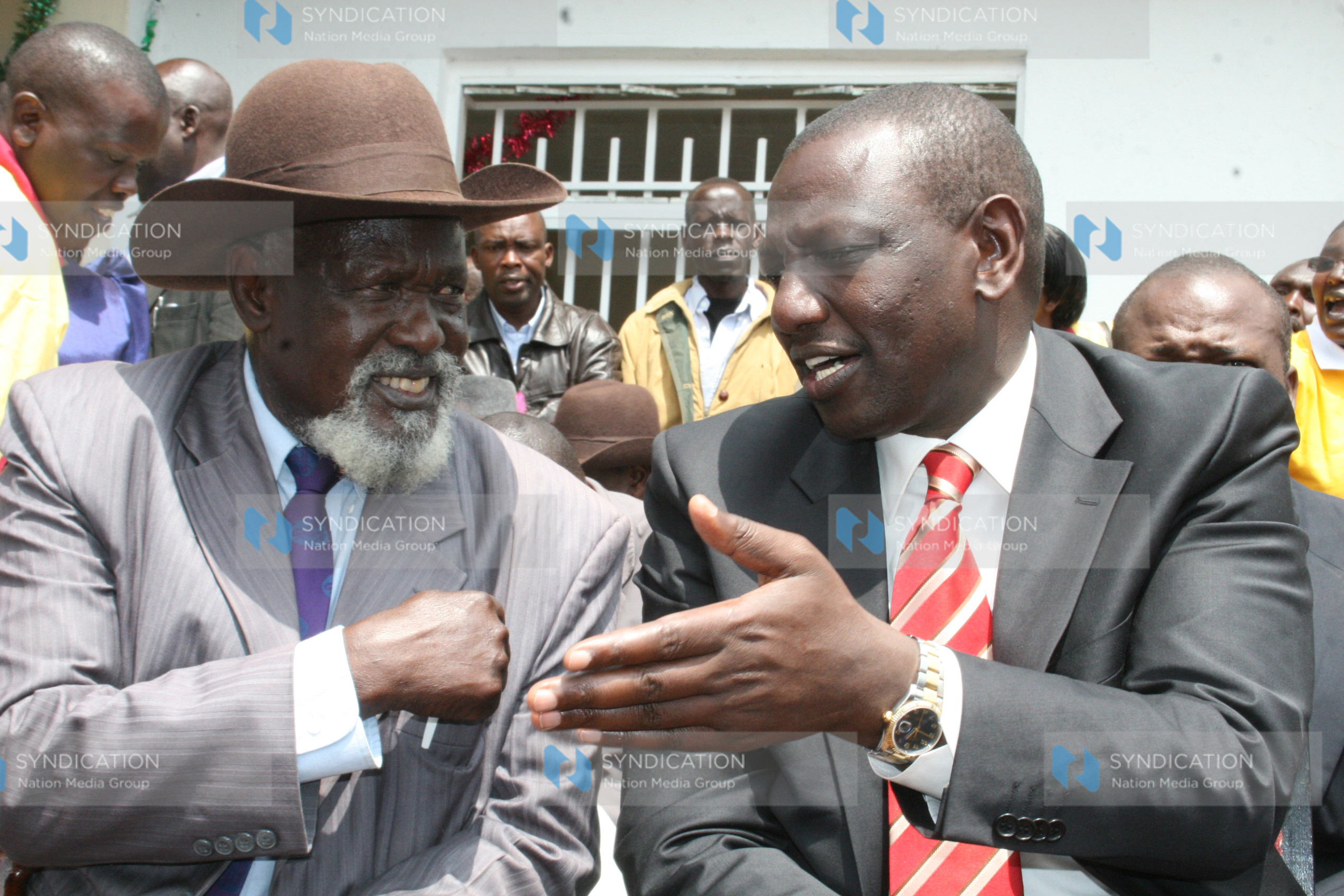 Suspended Higher Education Minister William Ruto and former Luo Council of Elders Chairman, Riaga Omolo
