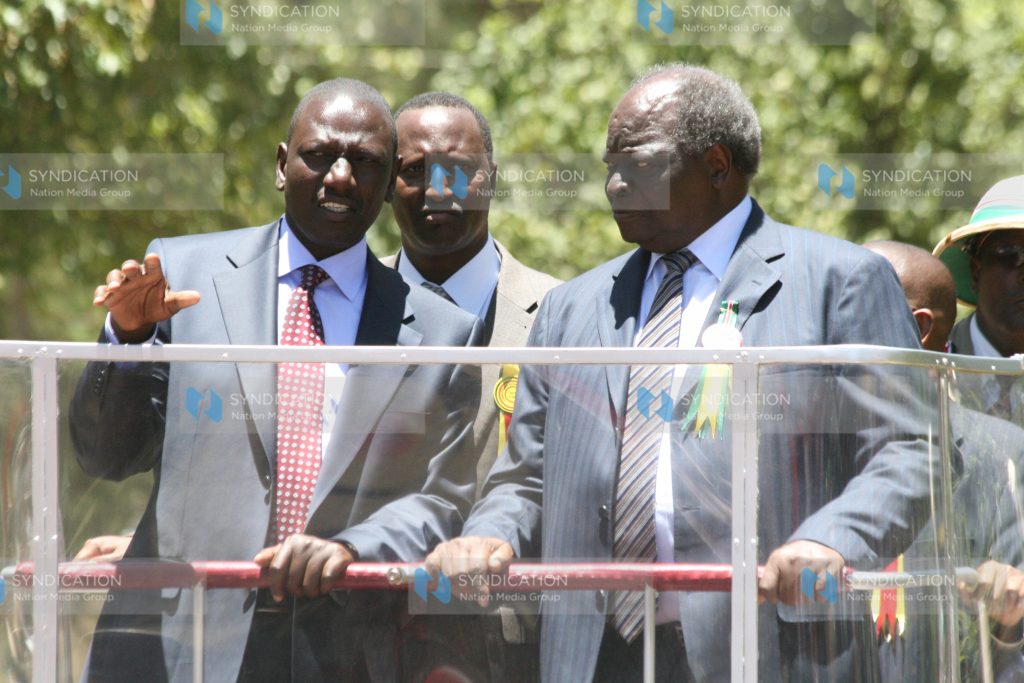 President Mwai Kibaki accompanied by Agriculture Minister William Ruto