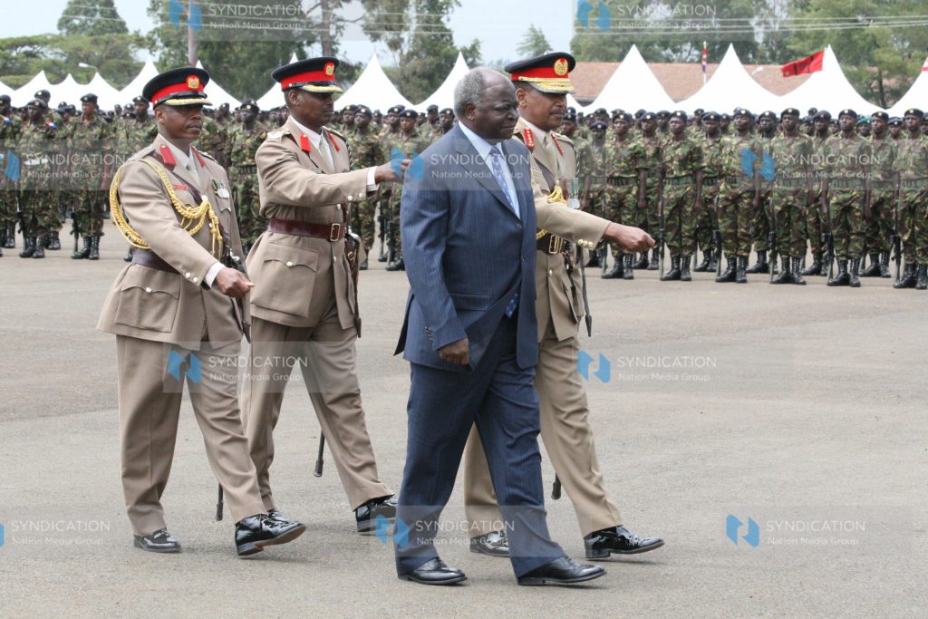 President Mwai Kibaki inspecting a guard of honor