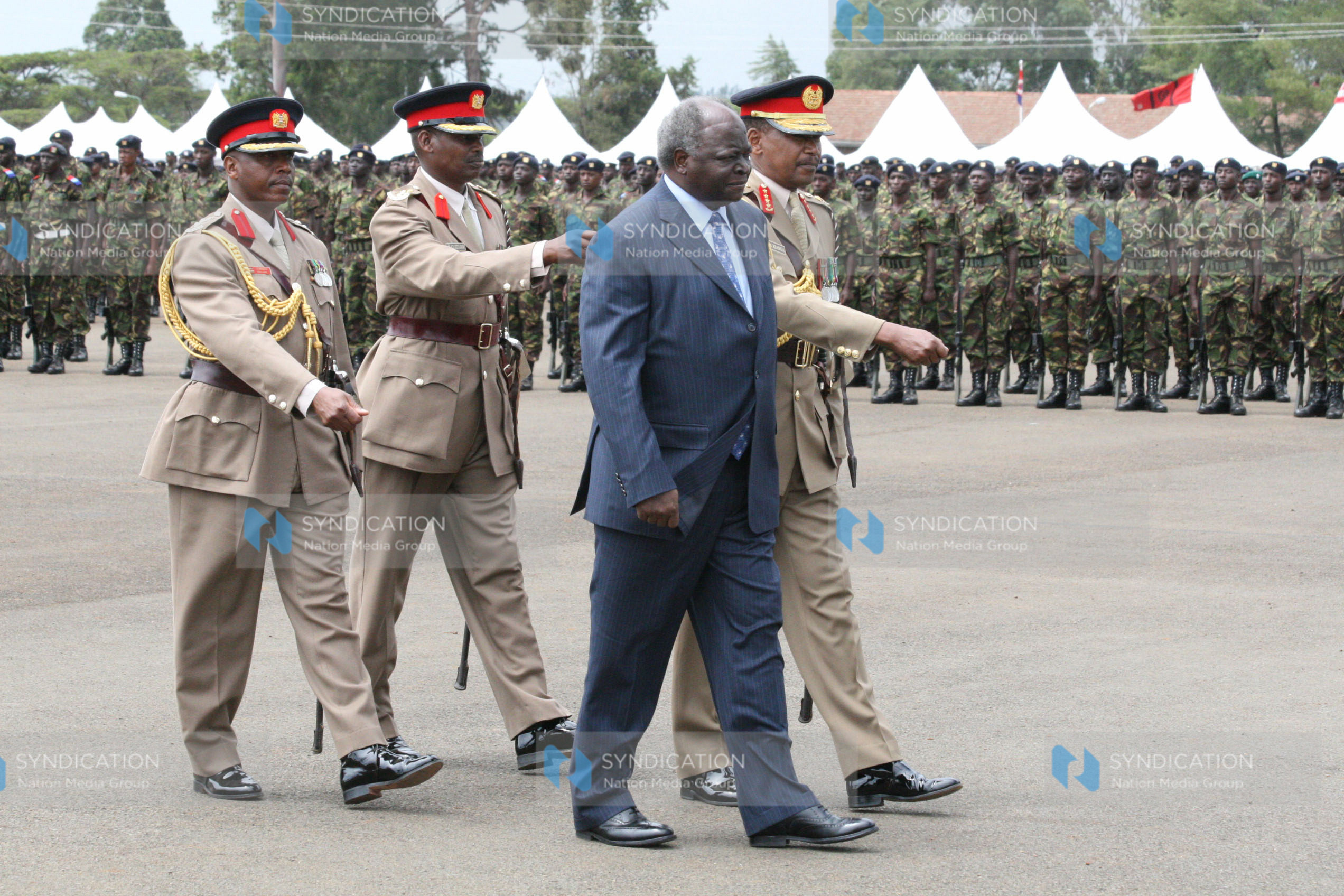 President Mwai Kibaki inspecting a guard of honor