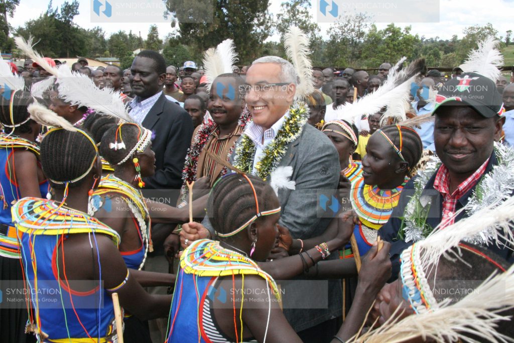 Pokot dancers in a jig during a function at Makutano Stadium