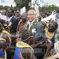 Pokot dancers in a jig during a function at Makutano Stadium