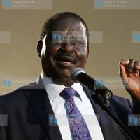 Opposition leader Raila Odinga addresses a public forum on the Eurobond issue