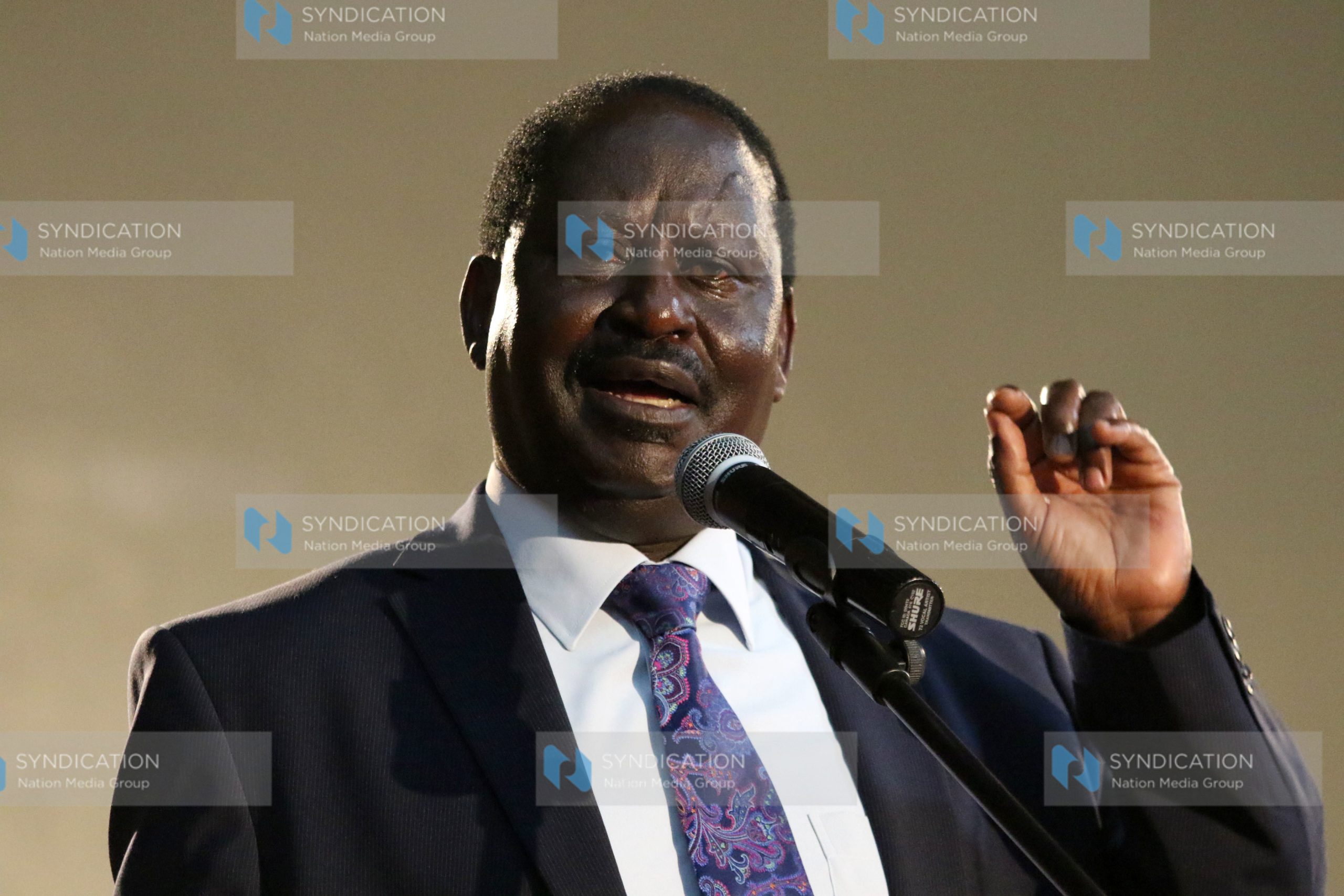 Opposition leader Raila Odinga addresses a public forum on the Eurobond issue
