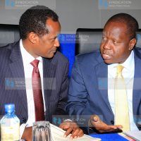CS ministry of education Dr Fred Matiang'i, word with EACC CEO Halakhe waqo