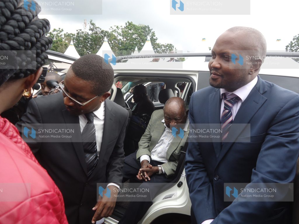 Murang'a Governor with Gatundu South MP Moses Kuria welcoming Kenneth Matiba