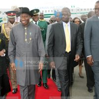 President Goodluck Jonathan of Nigeria received by Deputy President William Ruto