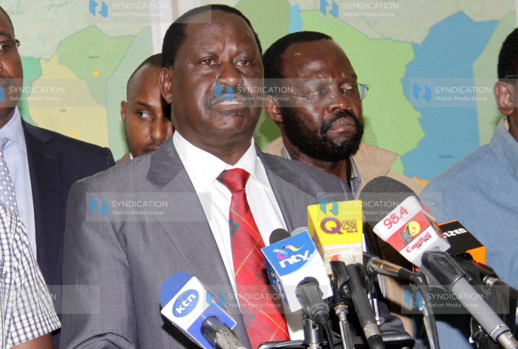 Former Prime Minister Raila Odinga with ODM members