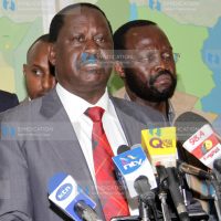 Former Prime Minister Raila Odinga with ODM members
