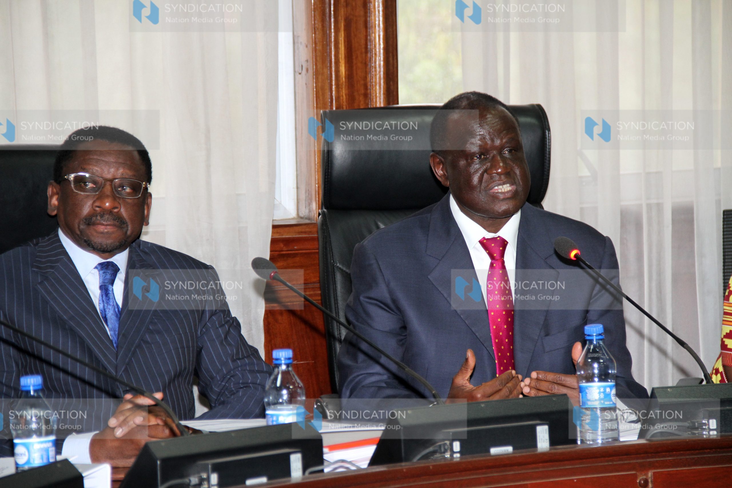 Joint parliamentary Select committee on IEBC co-chairpersons James Orengo and Kiraitu Murungi