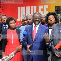 Jubilee Party steering committee co-chair Kiraitu Murungi and Noah Wekesa