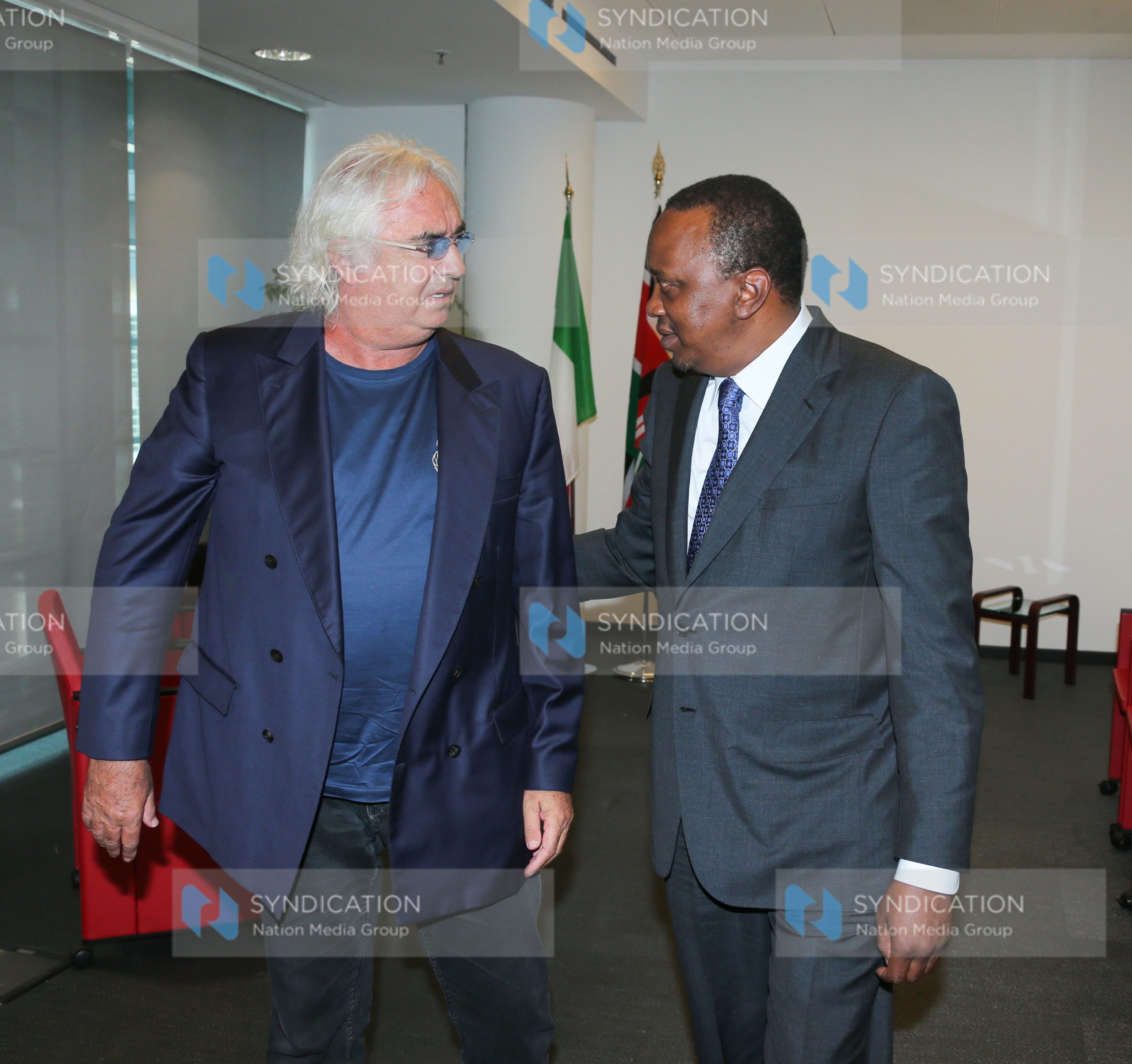 President Uhuru Kenyatta with Italian Businessman Flavio Briatore